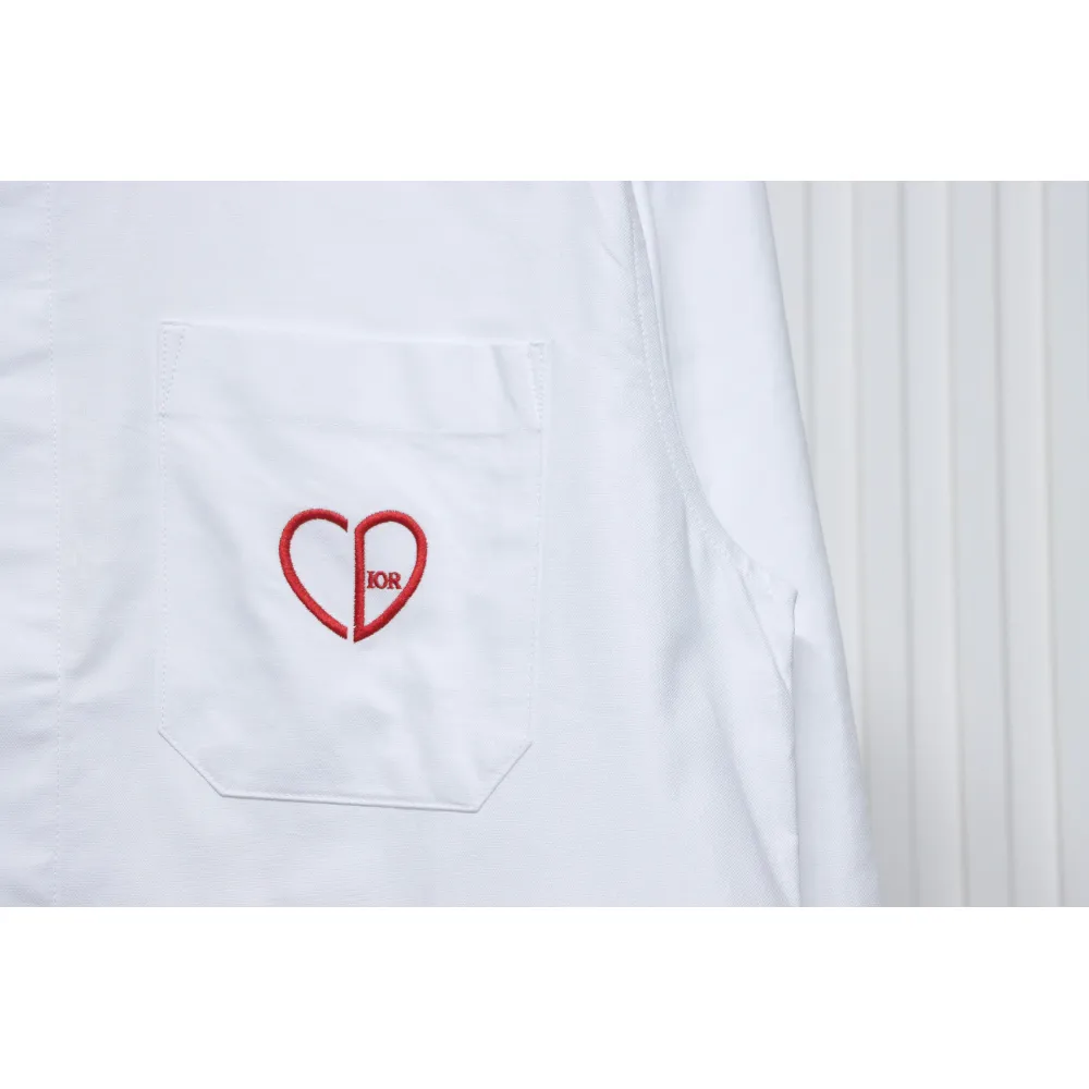 Dior 24Fw CD Small Heart Embroidered Long-Sleeved Shirt