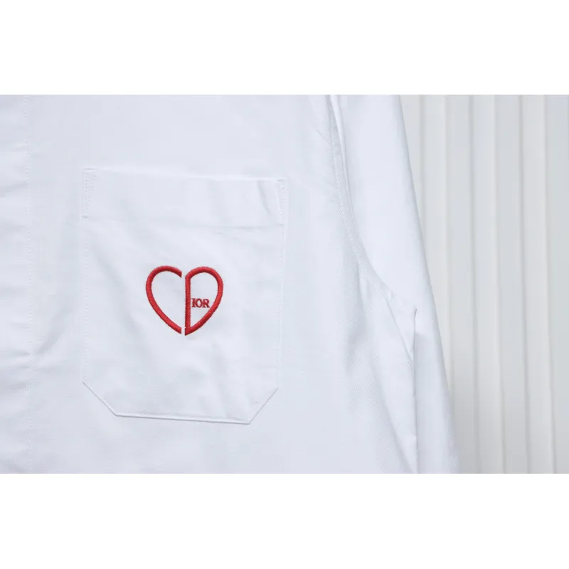 Dior 24Fw CD Small Heart Embroidered Long-Sleeved Shirt