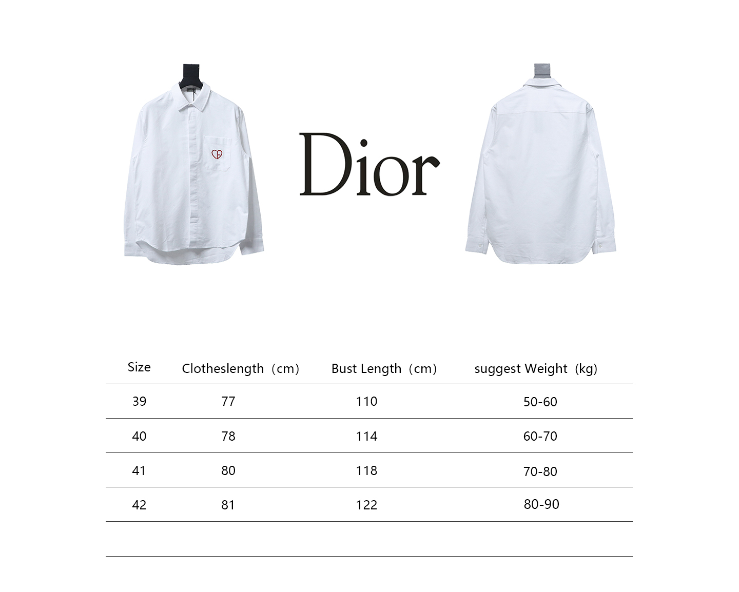 Dior 24Fw CD Small Heart Embroidered Long-Sleeved Shirt