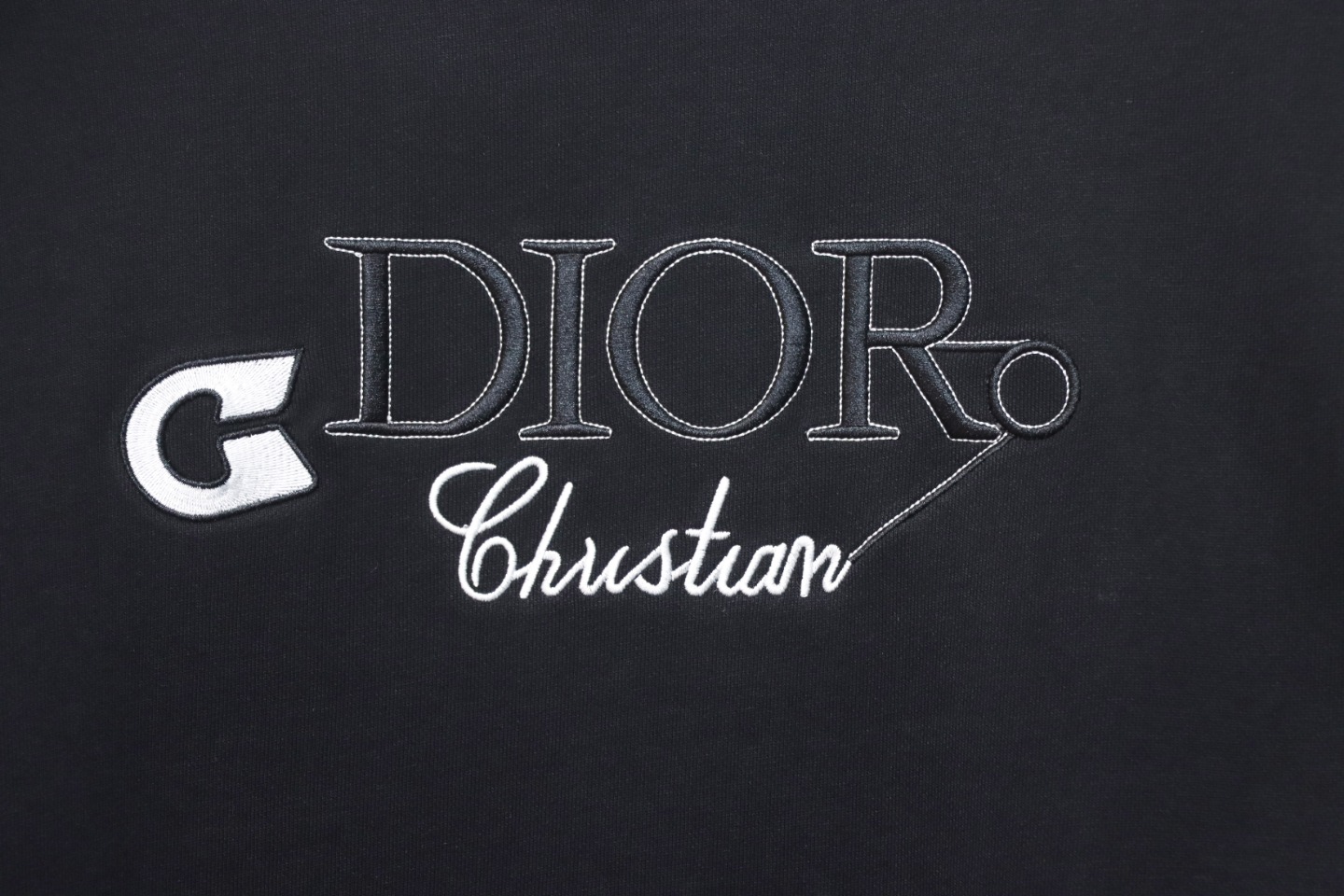Dior 24Fw Embroidered Pin Lettering Crew Neck Sweatshirt Black