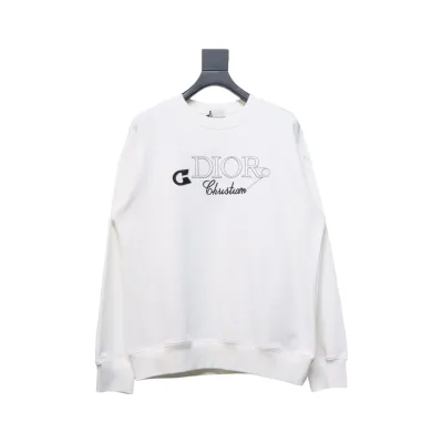 Dior 24Fw Embroidered Pin Lettering Crew Neck Sweatshirt White 01