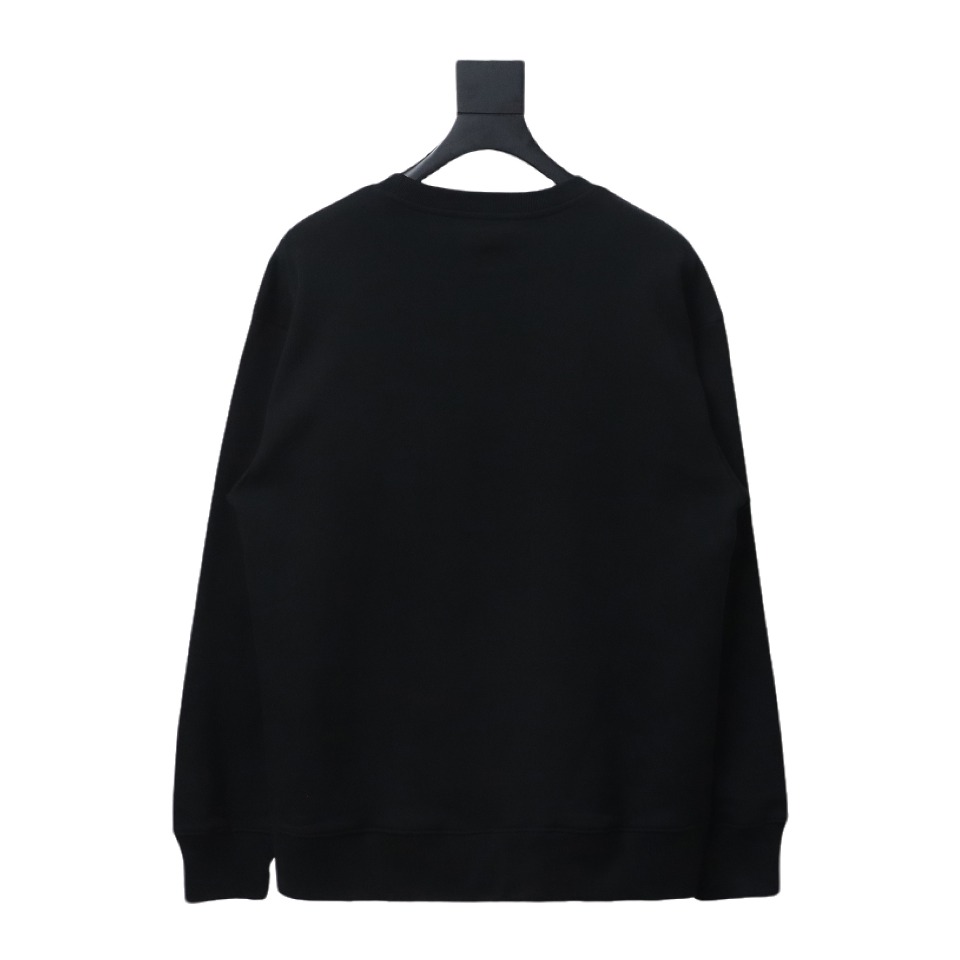 Dior Black Round Neck Sweatshirt With Monogram Patch Embroidery On The Chest