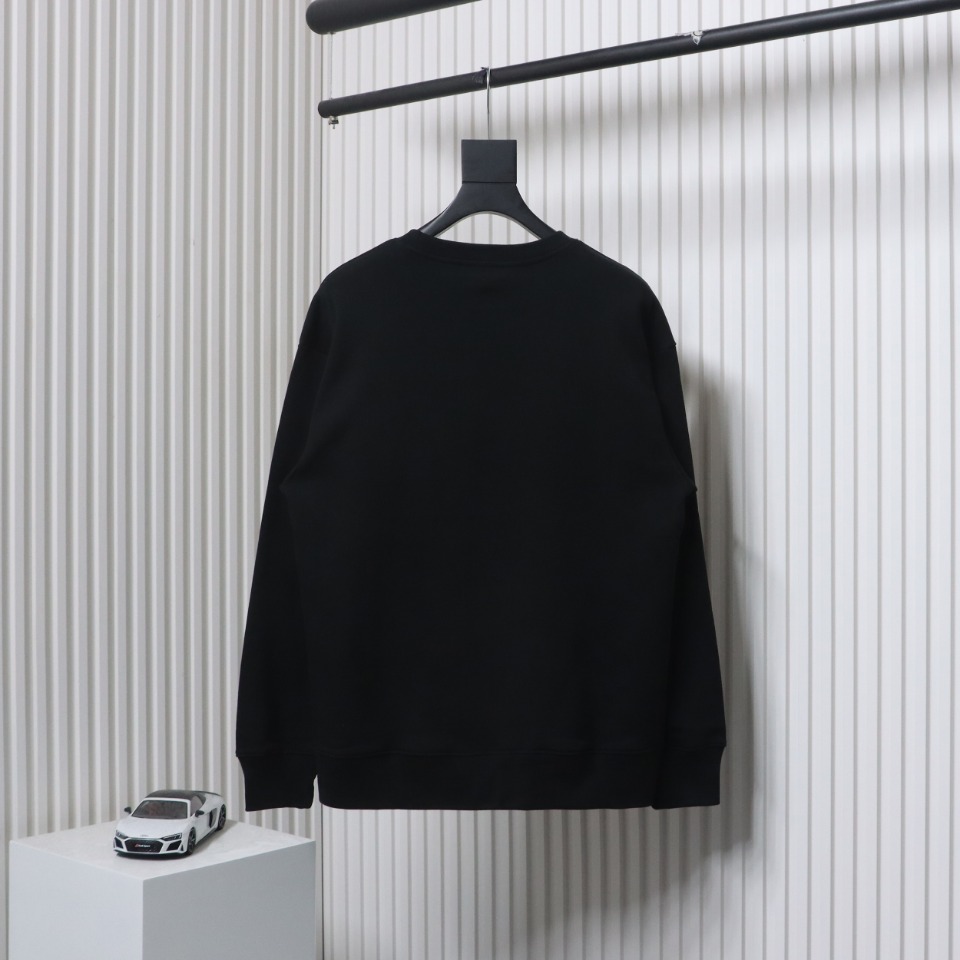 Dior Black Round Neck Sweatshirt With Monogram Patch Embroidery On The Chest