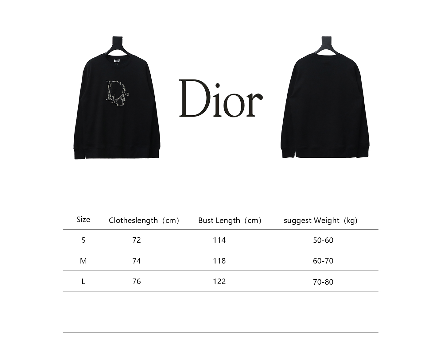 Dior Black Round Neck Sweatshirt With Monogram Patch Embroidery On The Chest