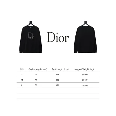 Dior Black Round Neck Sweatshirt With Monogram Patch Embroidery On The Chest 02