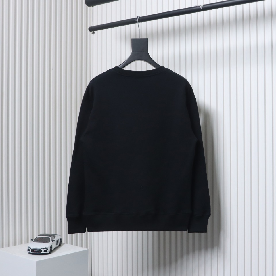 Dior Black Round Neck Sweatshirt With Monogram Patch On Chest