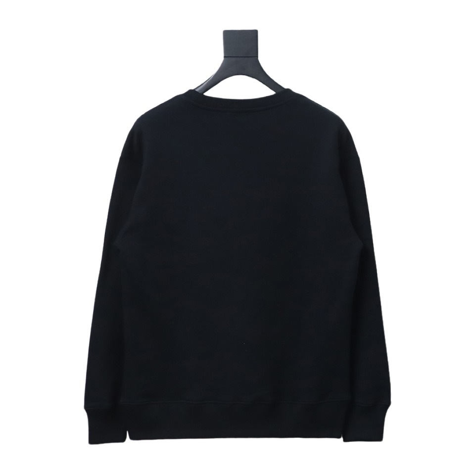 Dior Black Round Neck Sweatshirt With Monogram Patch On Chest