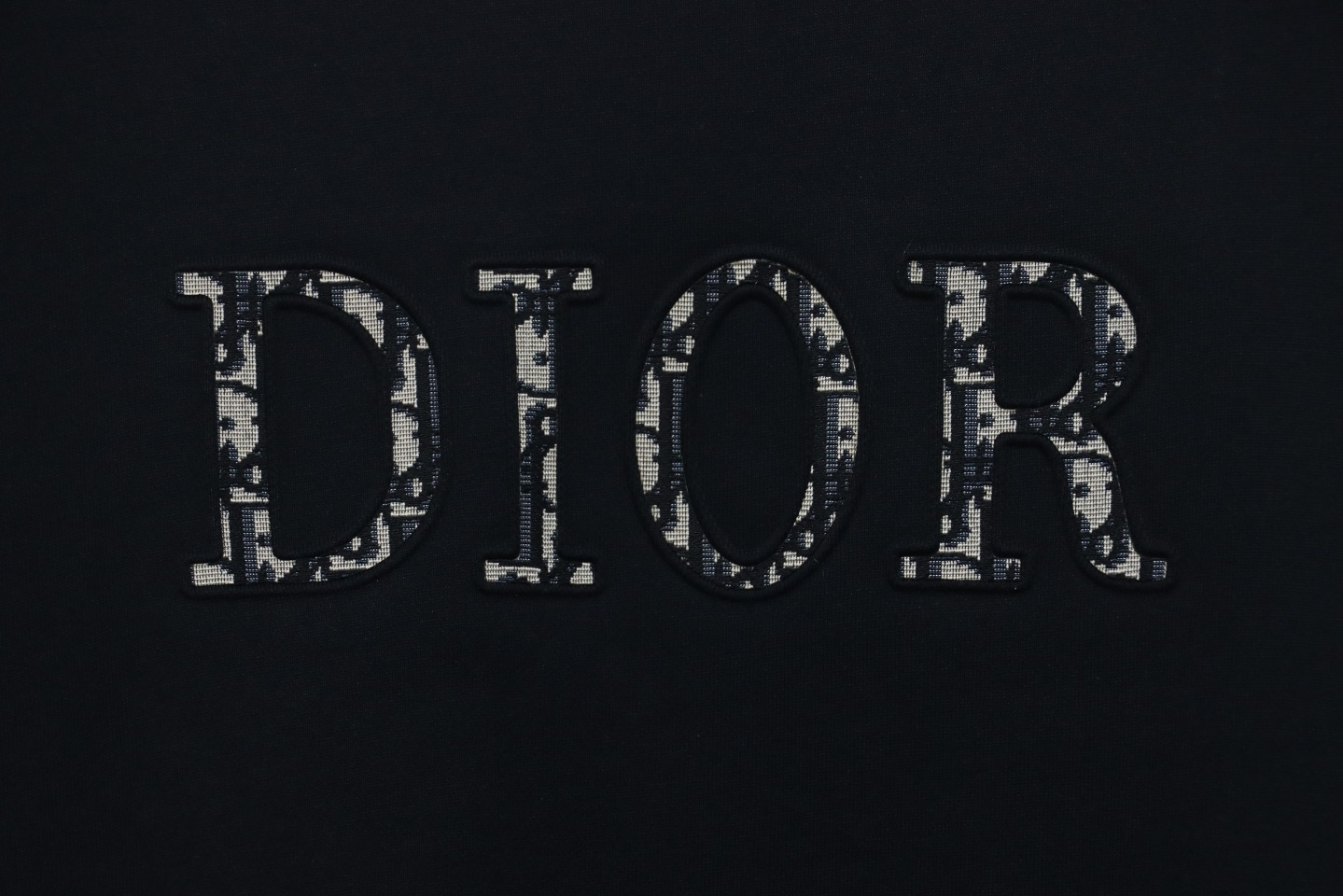 Dior Black Round Neck Sweatshirt With Monogram Patch On Chest