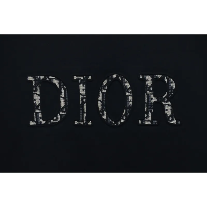 Dior Black Round Neck Sweatshirt With Monogram Patch On Chest