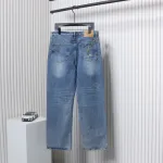 Dior CD Embroidered Letters Plant Flowers Couple Style Washed Jeans