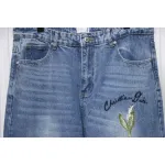 Dior CD Embroidered Letters Plant Flowers Couple Style Washed Jeans