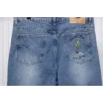 Dior CD Embroidered Letters Plant Flowers Couple Style Washed Jeans