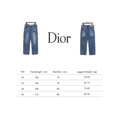 Dior CD Embroidered Letters Plant Flowers Couple Style Washed Jeans 02