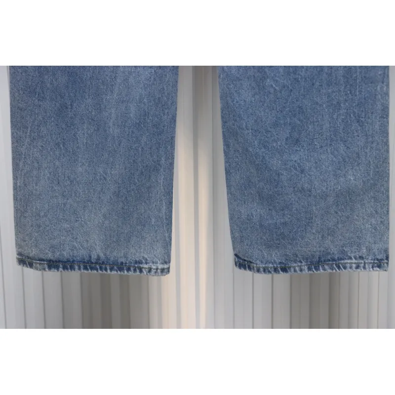 Dior CD Embroidered Letters Plant Flowers Couple Style Washed Jeans