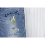 Dior CD Embroidered Letters Plant Flowers Couple Style Washed Jeans