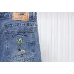 Dior CD Embroidered Letters Plant Flowers Couple Style Washed Jeans