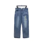 Dior CD Embroidered Letters Plant Flowers Couple Style Washed Jeans
