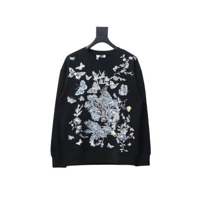 Dior Floral Butterfly Crewneck Sweatshirt Black 01