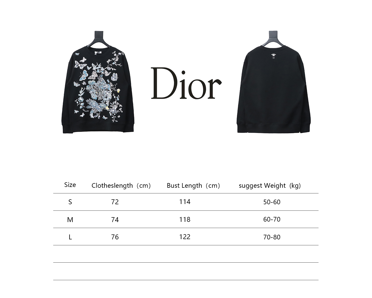 Dior Floral Butterfly Crewneck Sweatshirt Black