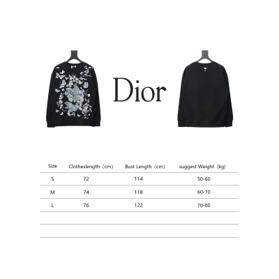 Dior Floral Butterfly Crewneck Sweatshirt Black 02