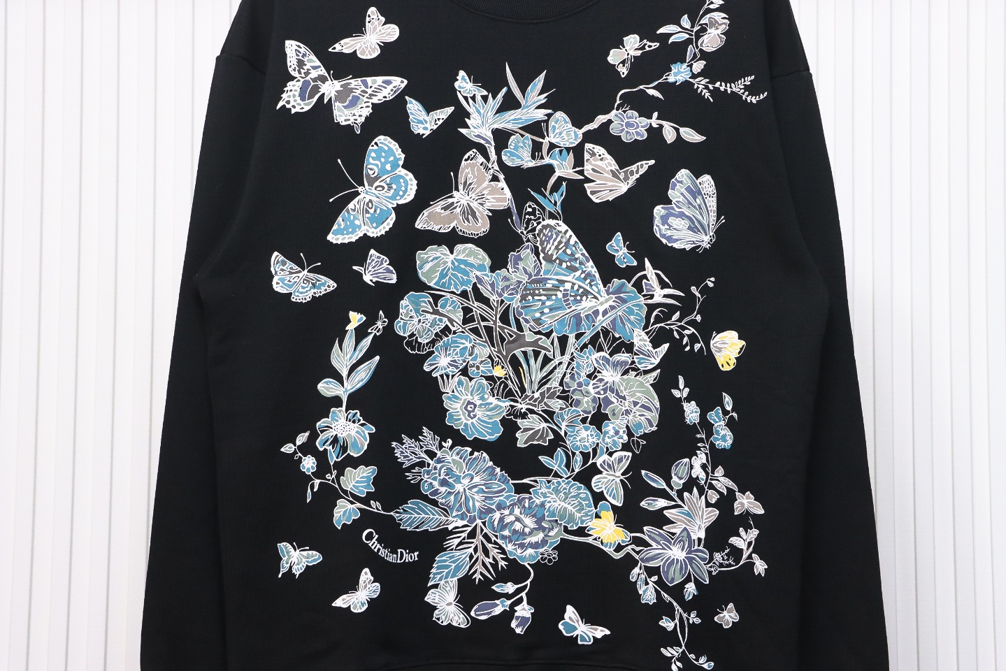 Dior Floral Butterfly Crewneck Sweatshirt Black