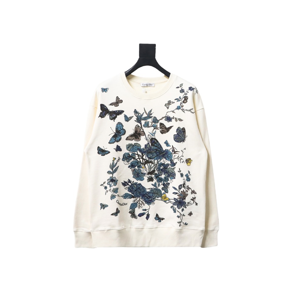 Dior Floral Butterfly Crewneck Sweatshirt White