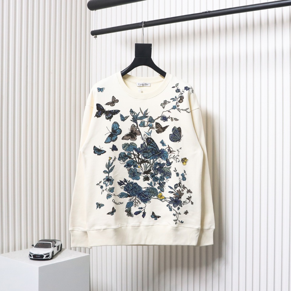 Dior Floral Butterfly Crewneck Sweatshirt White