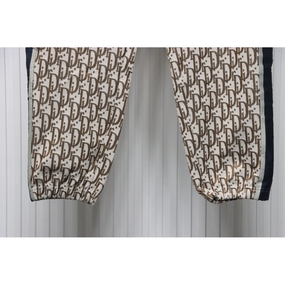 Dior Full-Print Jacquard Side Webbing Trousers Beige Yellow