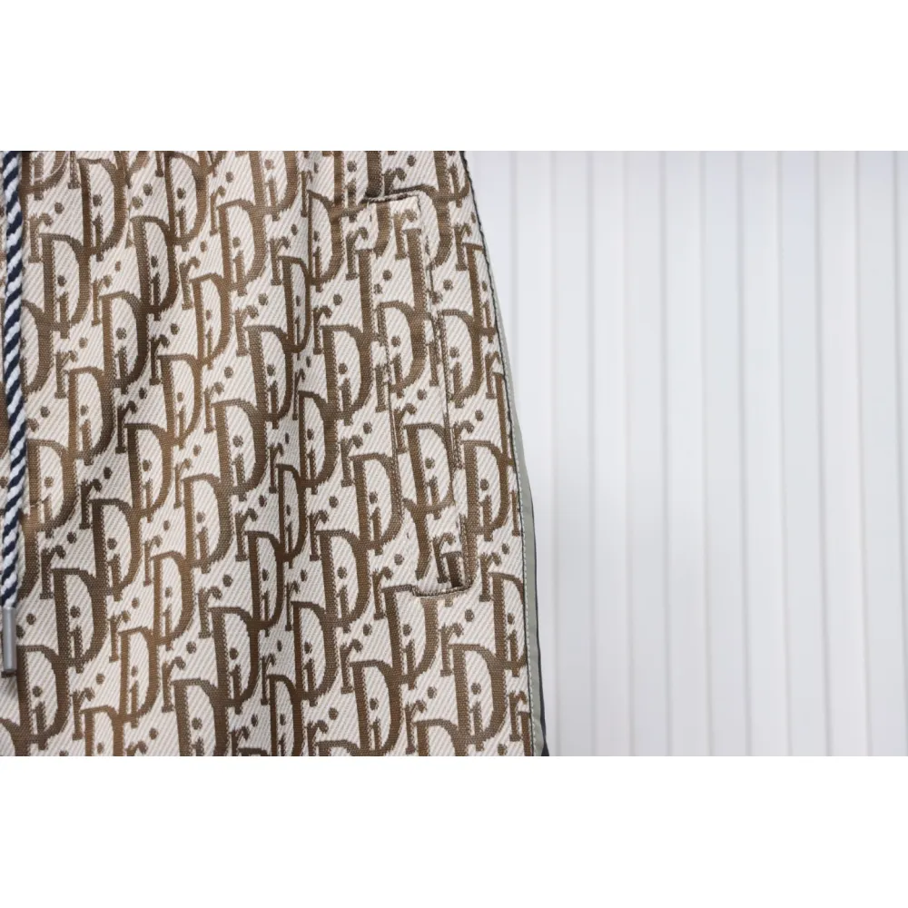 Dior Full-Print Jacquard Side Webbing Trousers Beige Yellow