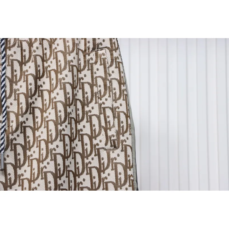 Dior Full-Print Jacquard Side Webbing Trousers Beige Yellow