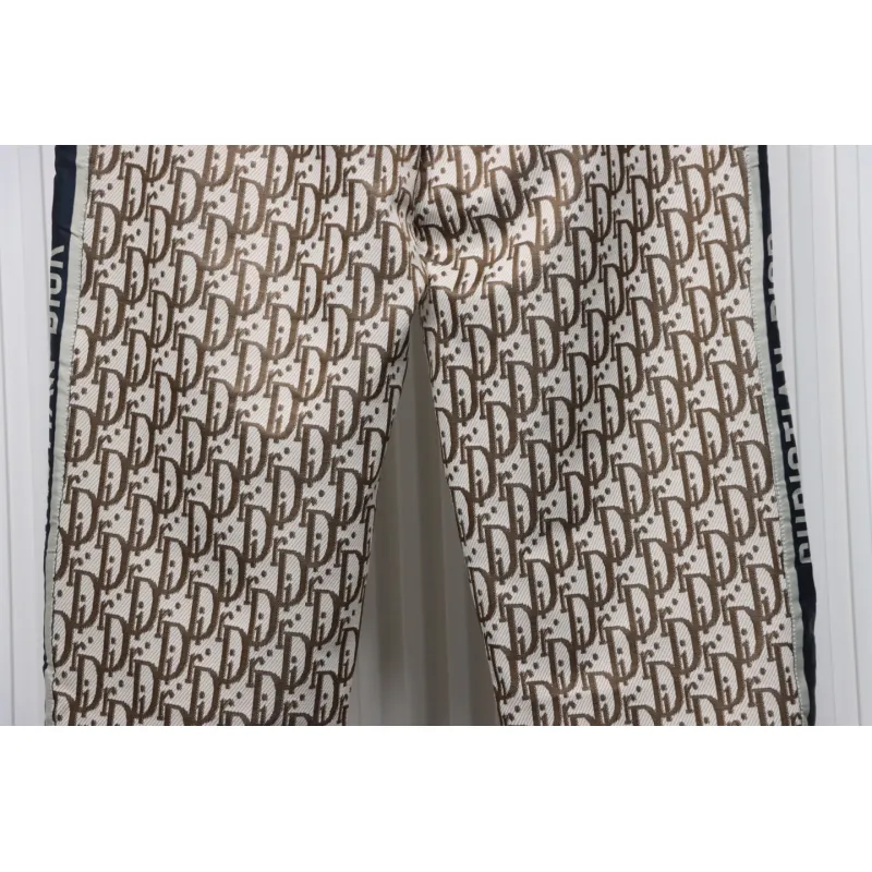 Dior Full-Print Jacquard Side Webbing Trousers Beige Yellow