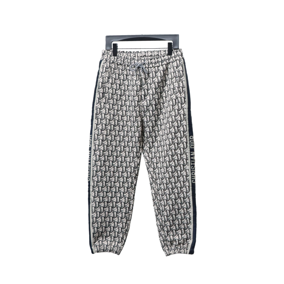 Dior Full-Print Jacquard Side Webbing Trousers Brown