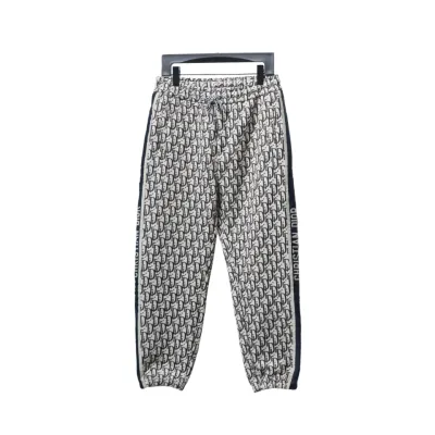 Dior Full-Print Jacquard Side Webbing Trousers Brown 01