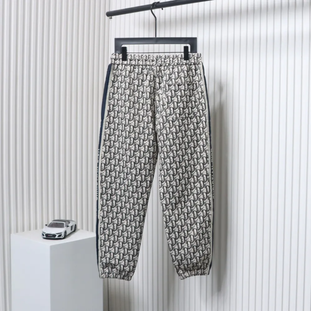 Dior Full-Print Jacquard Side Webbing Trousers Brown