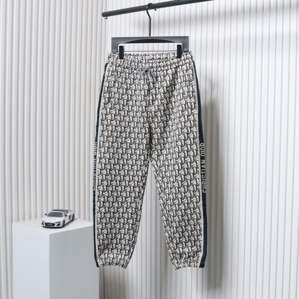 Dior Full-Print Jacquard Side Webbing Trousers Brown