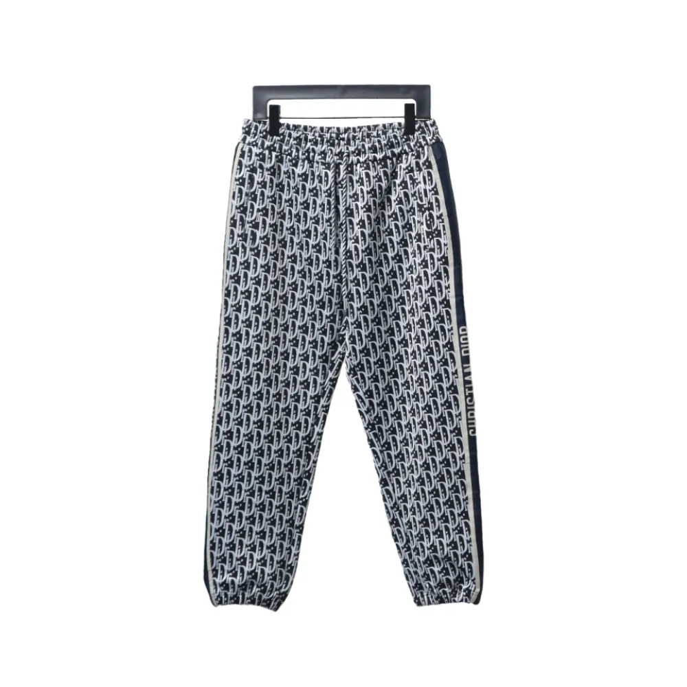 Dior Full-Print Jacquard Side Webbing Trousers Set Beige