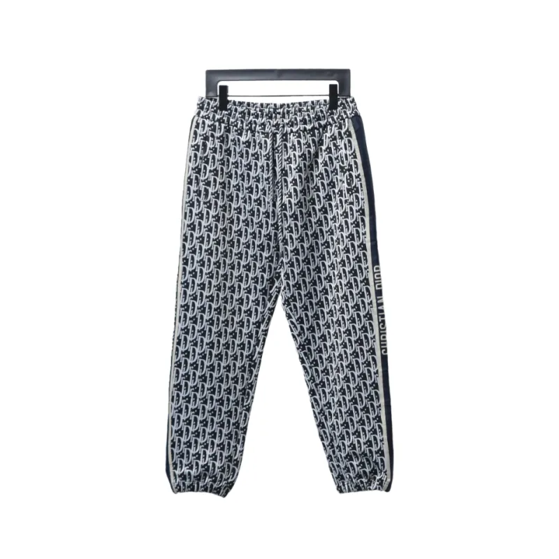 Dior Full-Print Jacquard Side Webbing Trousers Set Beige