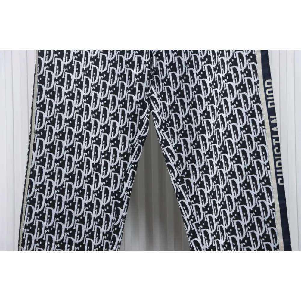 Dior Full-Print Jacquard Side Webbing Trousers Set Beige