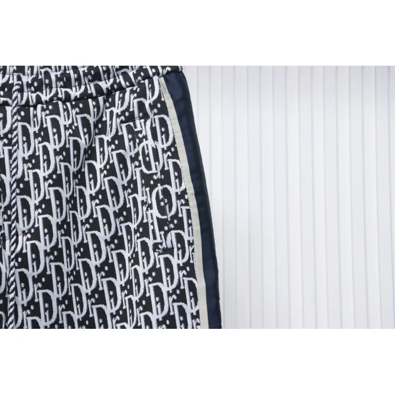 Dior Full-Print Jacquard Side Webbing Trousers Set Beige