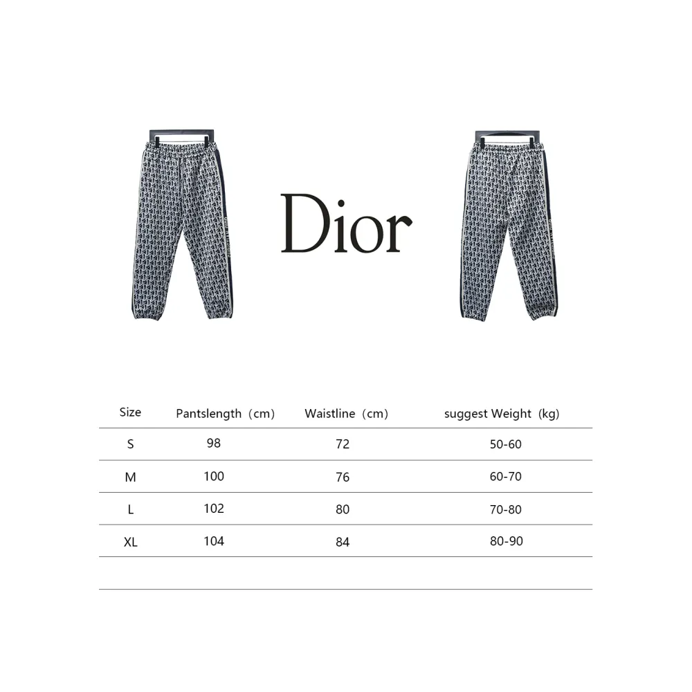 Dior Full-Print Jacquard Side Webbing Trousers Set Beige