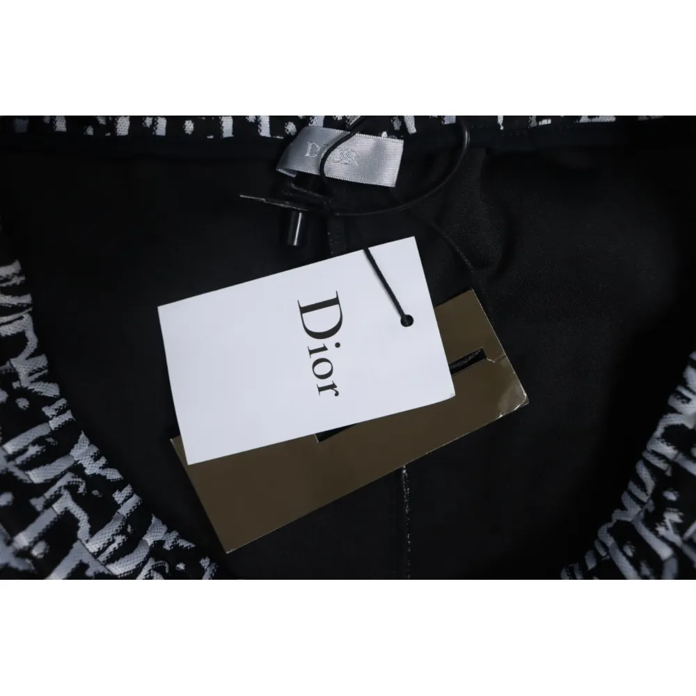 Dior Full-Print Jacquard Side Webbing Trousers Set Beige