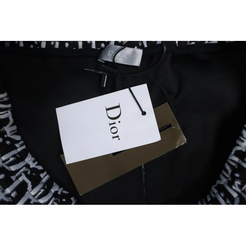 Dior Full-Print Jacquard Side Webbing Trousers Set Beige