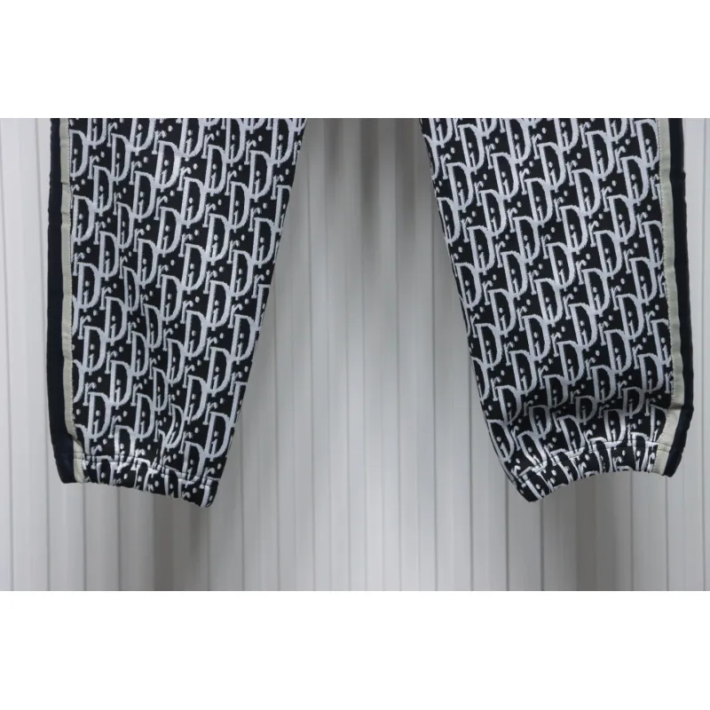 Dior Full-Print Jacquard Side Webbing Trousers Set Beige
