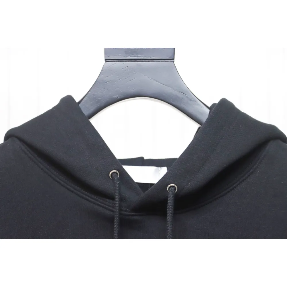 Dior Hoodie With Branded Embroidery On Front And Back Black