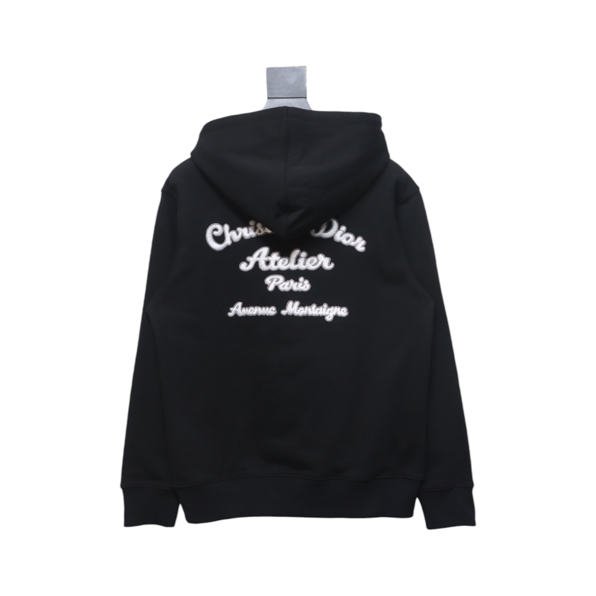 Dior Hoodie With Branded Embroidery On Front And Back Black