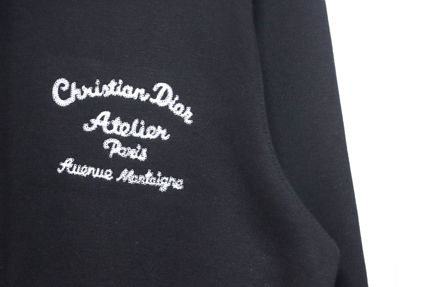 Dior Hoodie With Branded Embroidery On Front And Back Black