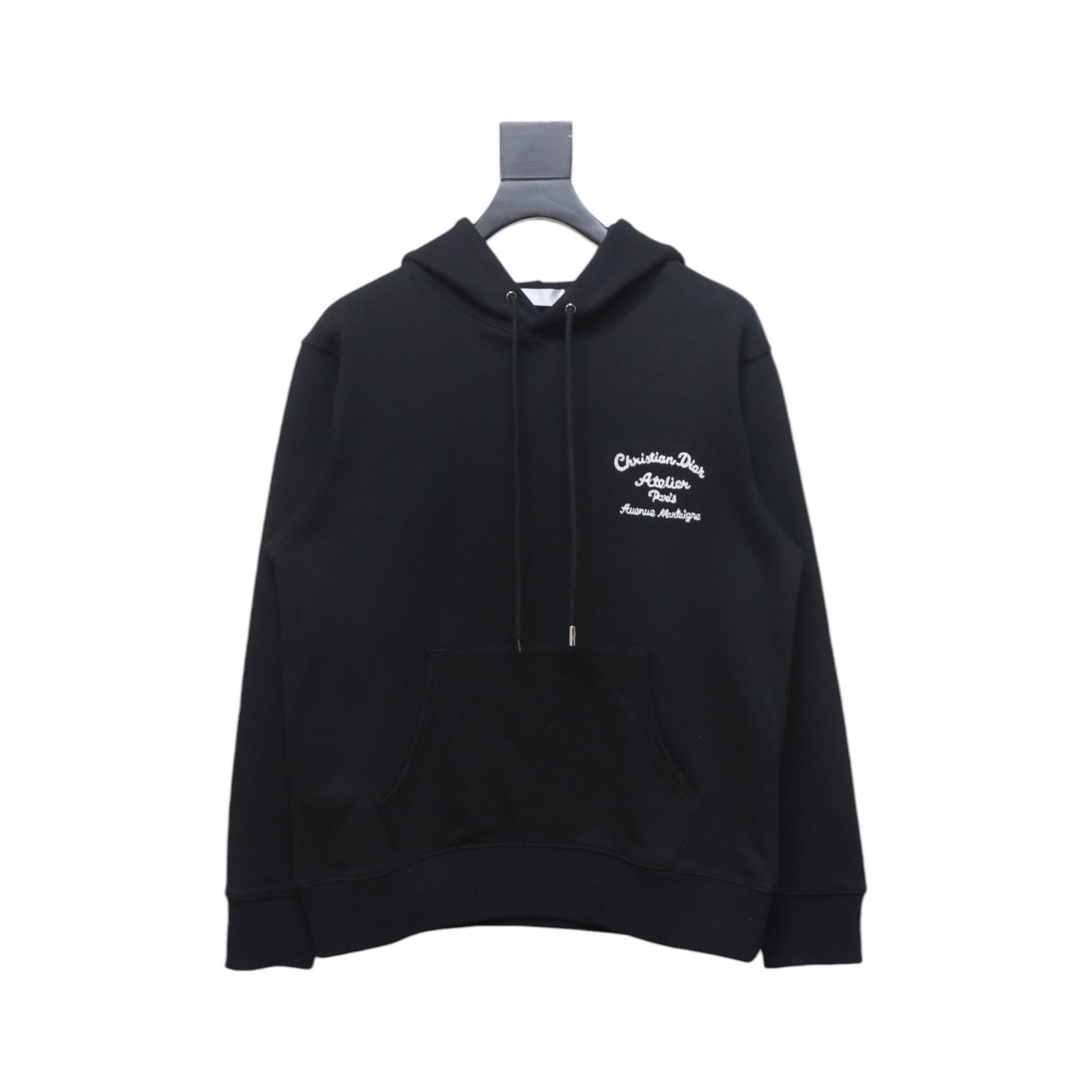 Dior Hoodie With Branded Embroidery On Front And Back Black