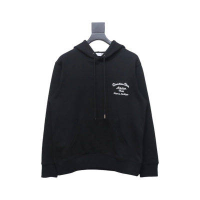 Dior Hoodie With Branded Embroidery On Front And Back Black 01