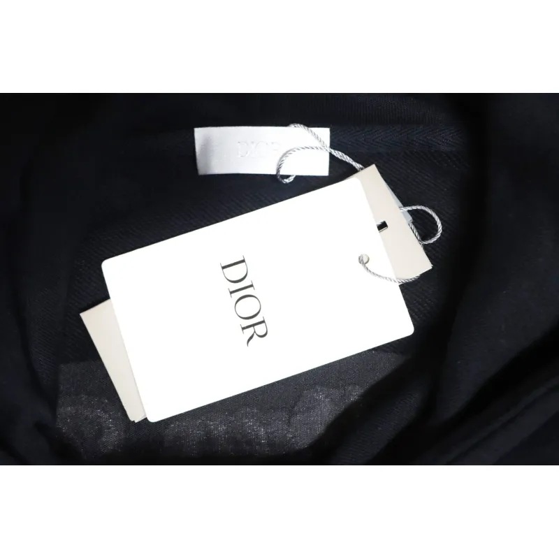 Dior Hoodie With Branded Embroidery On Front And Back Black