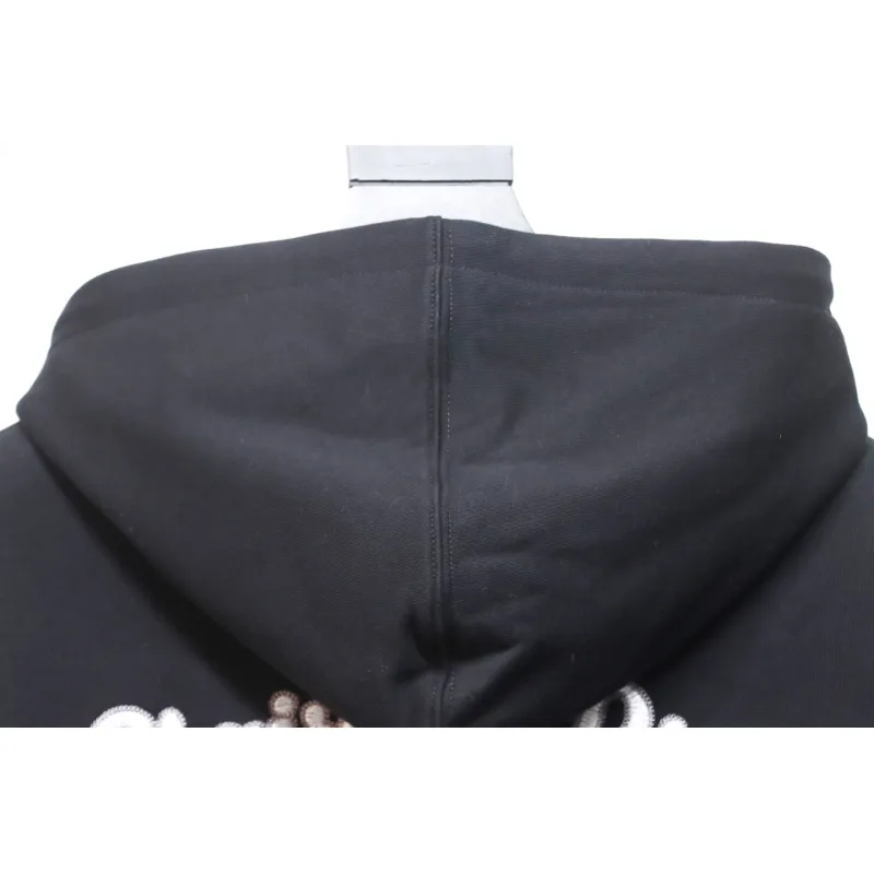Dior Hoodie With Branded Embroidery On Front And Back Black